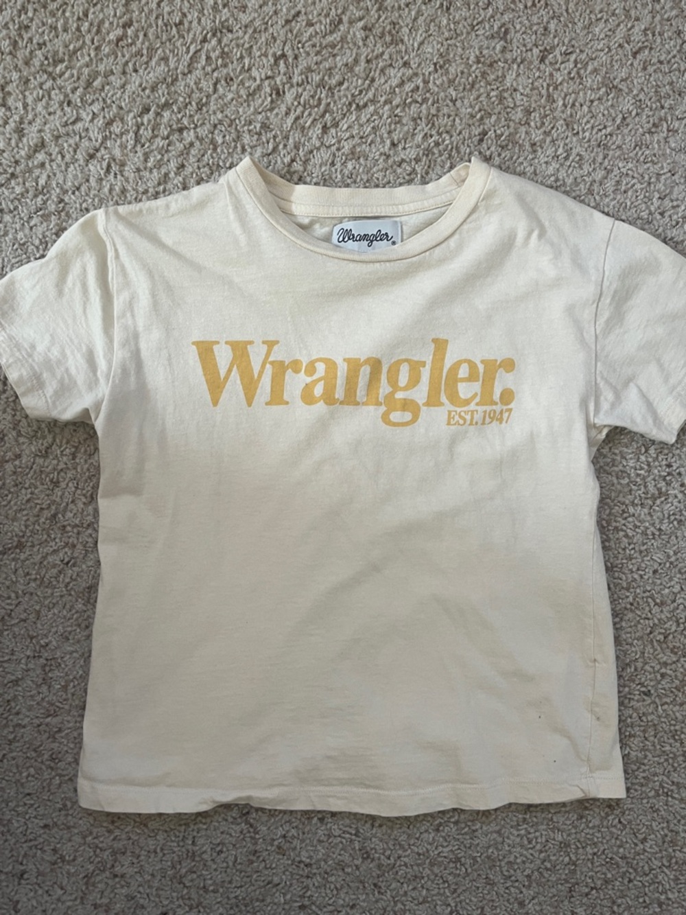 Wrangler Cream Short Sleeve Tee with Gold Logo